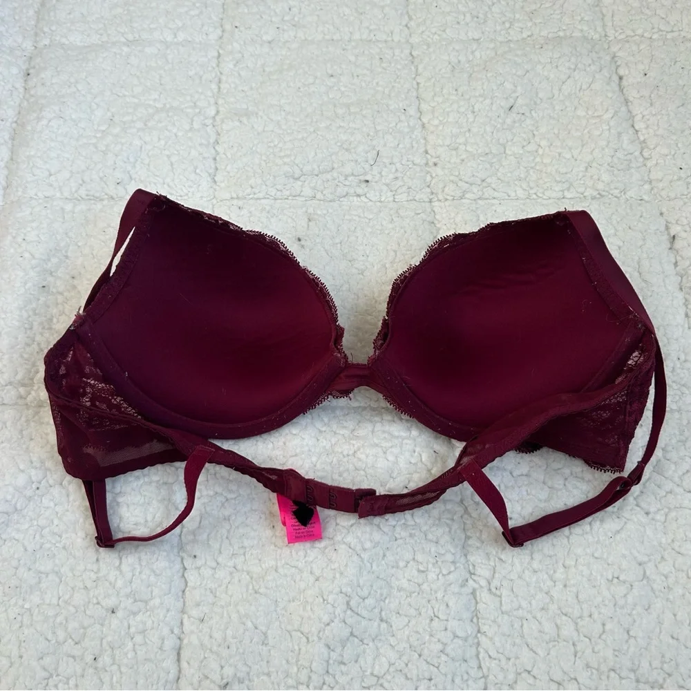 LA SENZA Burgundy Lace Push-Up Bra with Adjustable Straps - Picture 5 of 8